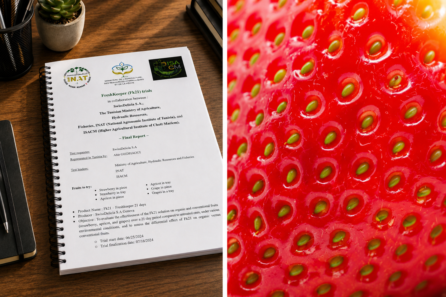 Essais en Tunisie, fraises à 38 °C, rapport INAT-ISACM